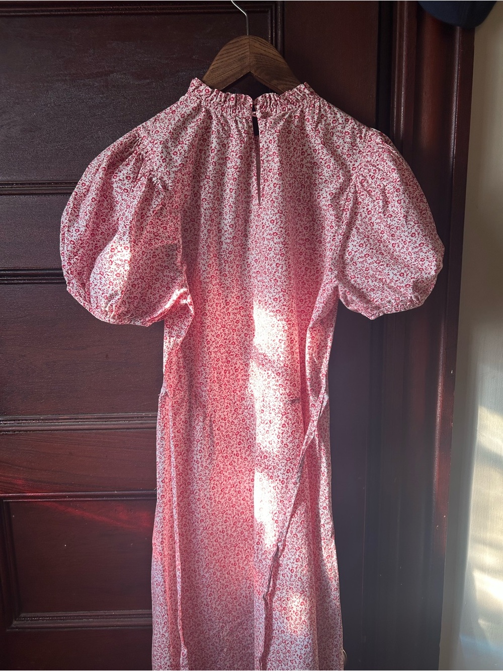 Doen Dia Puff Sleeve Midi Dress in Red Cottage Ivy Floral Size Small Cottagecore - Picture 12 of 15